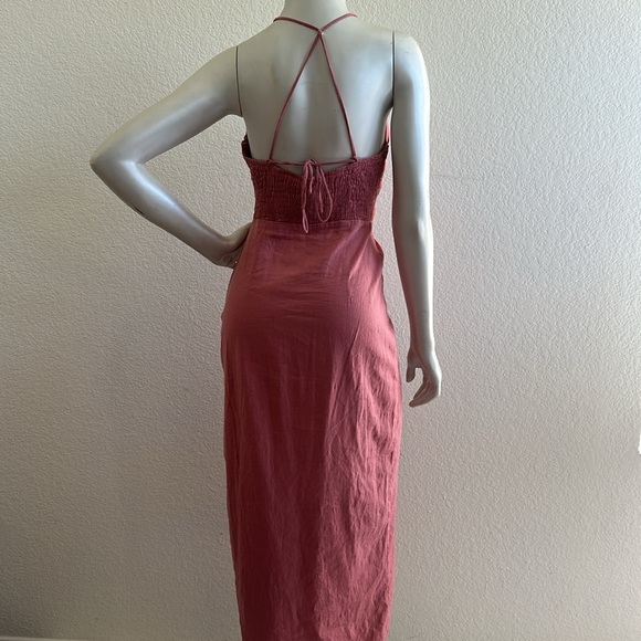ZARA Chalk Pink Linen Blend Sleeveless Midi Dress - Picture 11 of 11